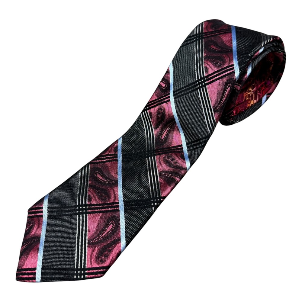 Robert Graham Designer USA Made Paisley Striped Multicolor Men's Tie FLAW